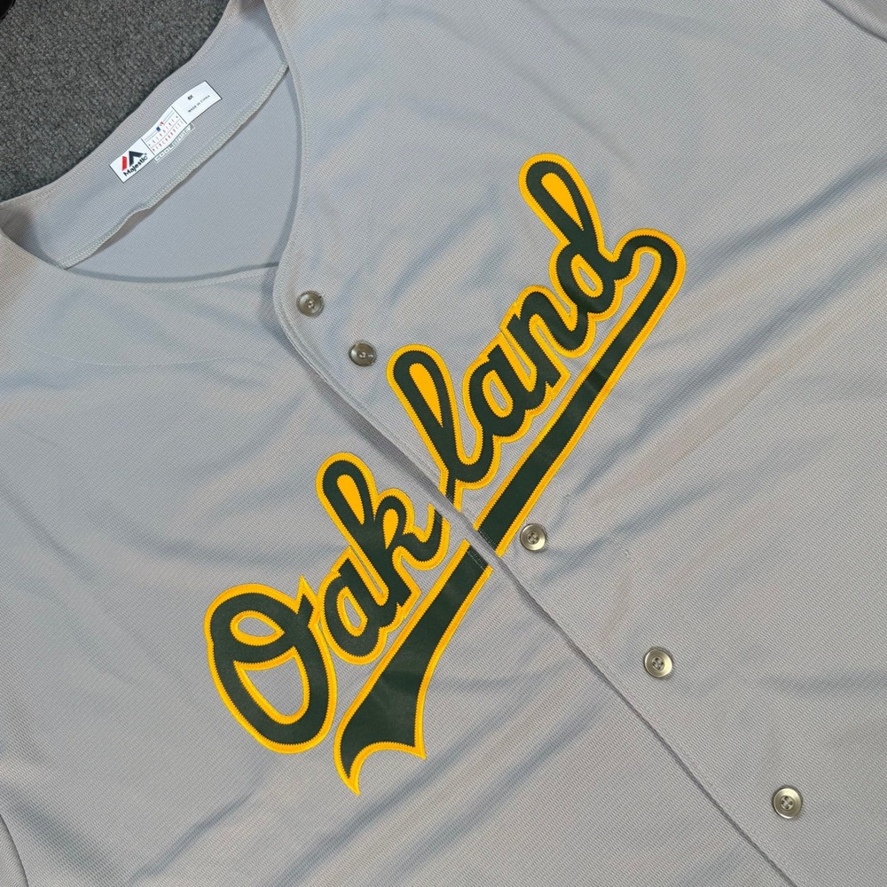 Majestic Oakland Athletics Cool Base MLB Baseball Jersey Gray Mens 6X #4734